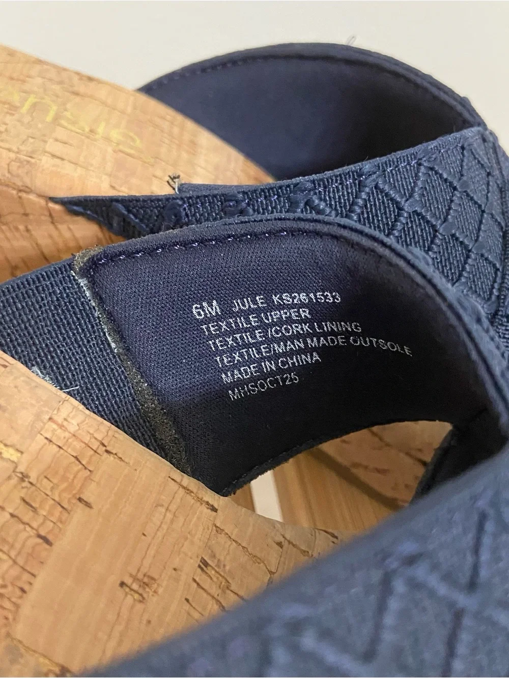 Kensie Jule Cork Wedge Slide Sandals Women’s Size 6M Navy Blue Criss Cross Summe